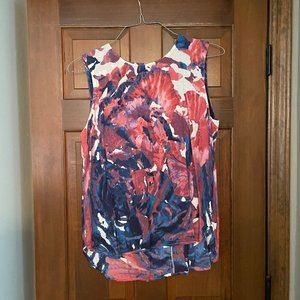 Size XL Rose & Olivia pink/blue/white sleeveless blouse